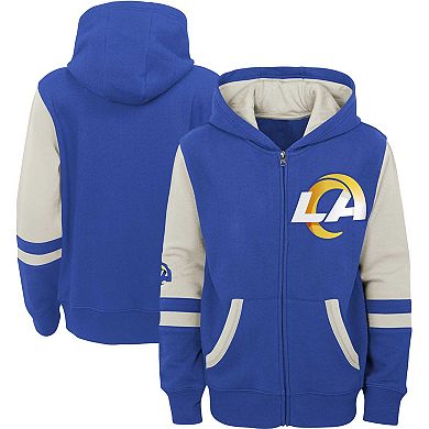 Youth Royal Los Angeles Rams Colorblock Full-Zip Hoodie