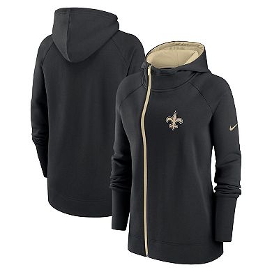 Women's Nike  Black New Orleans Saints Asymmetrical Raglan Full-Zip Hoodie