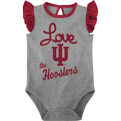 Girls Newborn & Infant Crimson/Gray Indiana Hoosiers Spread the Love 2-Pack Bodysuit Set