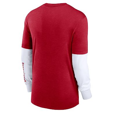 Men's Nike Heather Red Tampa Bay Buccaneers Slub Fashion Long Sleeve T-Shirt