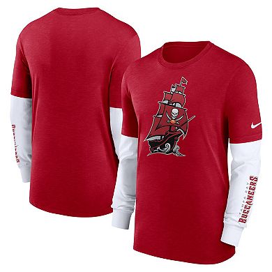 Men's Nike Heather Red Tampa Bay Buccaneers Slub Fashion Long Sleeve T-Shirt