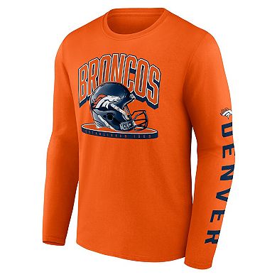 Men's Fanatics Branded  Orange Denver Broncos Helmet Platform Long Sleeve T-Shirt