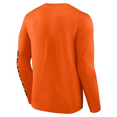 Men's Fanatics Branded  Orange Denver Broncos Helmet Platform Long Sleeve T-Shirt