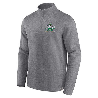 Men's Fanatics Branded Heather Gray Notre Dame Fighting Irish Vintage Fleece Quarter-Zip Jacket