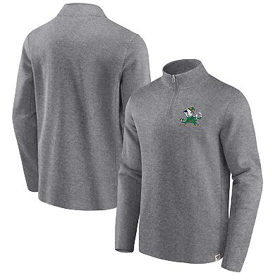 Men's Fanatics Branded Heather Gray Notre Dame Fighting Irish Vintage Fleece Quarter-Zip Jacket