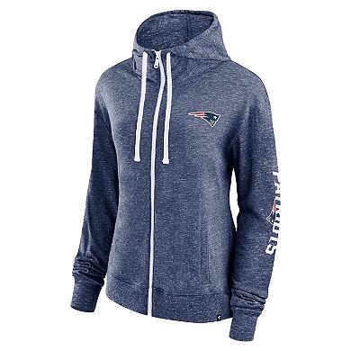 Women's Fanatics Branded Heather Navy New England Patriots Opening Coin Flip Hoodie Full-Zip Sweatshirt