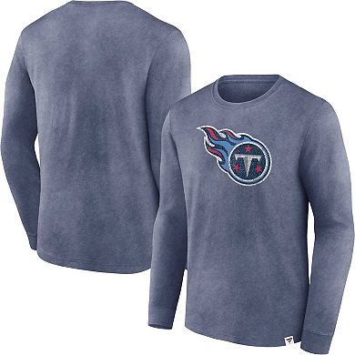 Men's Fanatics Branded  Heather Navy Tennessee Titans Washed Primary Long Sleeve T-Shirt