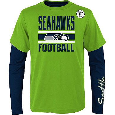 Youth Neon Green/Navy Seattle Seahawks Fan Fave T-Shirt Combo Set