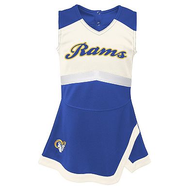 Girls Toddler Royal Los Angeles Rams Cheer Captain Dress with Bloomers