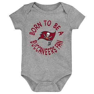 Infant Red/Pewter/Gray Tampa Bay Buccaneers Born to Be 3-Pack Bodysuit Set