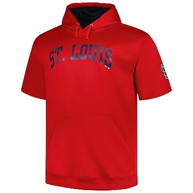 Men's Profile Red St. Louis Cardinals Big & Tall Contrast Short Sleeve Pullover Hoodie