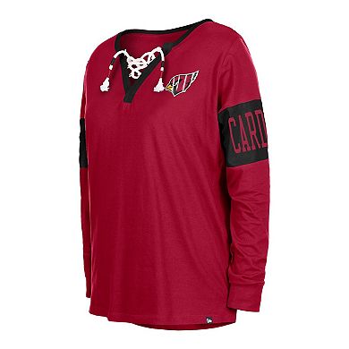Women's New Era Cardinal Arizona Cardinals Lace-Up Notch Neck Long Sleeve T-Shirt