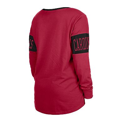 Women's New Era Cardinal Arizona Cardinals Lace-Up Notch Neck Long Sleeve T-Shirt