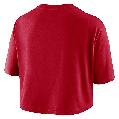 Women's Nike Red Ohio State Buckeyes Wordmark Cropped T-Shirt