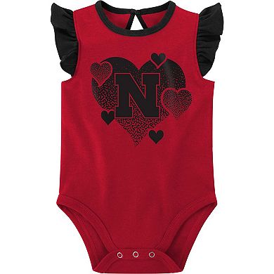 Girls Newborn & Infant Scarlet/Black Nebraska Huskers Spread the Love 2-Pack Bodysuit Set