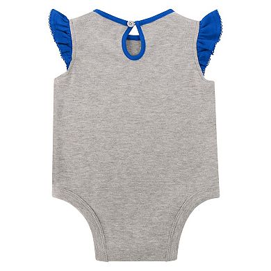 Girls Infant Heather Gray/Royal Los Angeles Rams All Dolled Up Three-Piece Bodysuit, Skirt & Booties Set