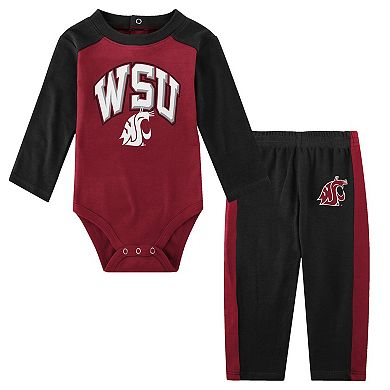 Infant Black Washington State Cougars Rookie Of The Year Long Sleeve Bodysuit and Pants Set
