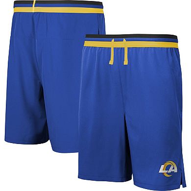 Men's Royal Los Angeles Rams Cool Down Tri-Color Elastic Training Shorts