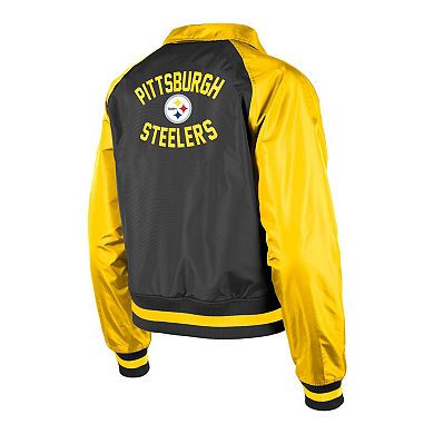 Women's New Era Black Pittsburgh Steelers Coaches Raglan Full-Snap Jacket