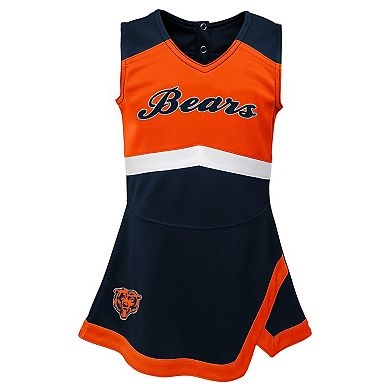 Girls Toddler Navy Chicago Bears Two-Piece Cheer Captain Jumper Dress & Bloomers Set