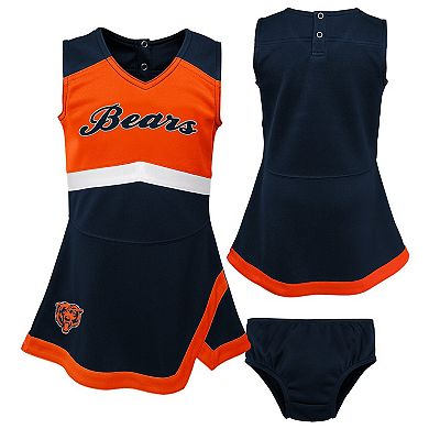 Girls Toddler Navy Chicago Bears Two-Piece Cheer Captain Jumper Dress & Bloomers Set