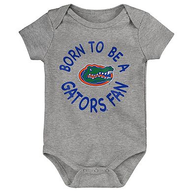 Newborn & Infant Royal/Orange/Heather Gray Florida Gators Born To Be Three-Pack Bodysuit Set