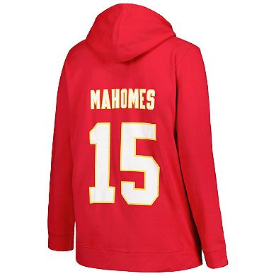 Women's Profile Patrick Mahomes Red Kansas City Chiefs Plus Size Player Name & Number Pullover Hoodie