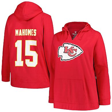 Women's Profile Patrick Mahomes Red Kansas City Chiefs Plus Size Player Name & Number Pullover Hoodie