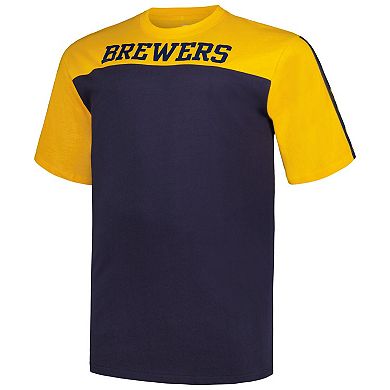Men's Profile Gold/Navy Milwaukee Brewers Big & Tall Yoke Knit T-Shirt