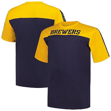 Men's Profile Gold/Navy Milwaukee Brewers Big & Tall Yoke Knit T-Shirt