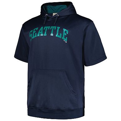 Men's Profile Navy Seattle Mariners Big & Tall Contrast Short Sleeve Pullover Hoodie