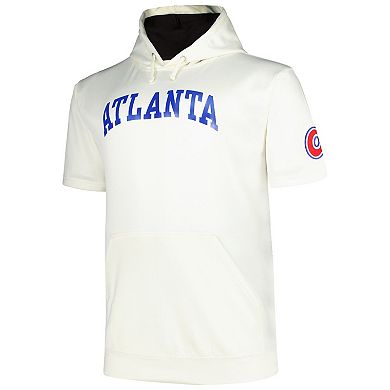 Men's Profile Oatmeal Atlanta Braves Big & Tall Contrast Short Sleeve Pullover Hoodie