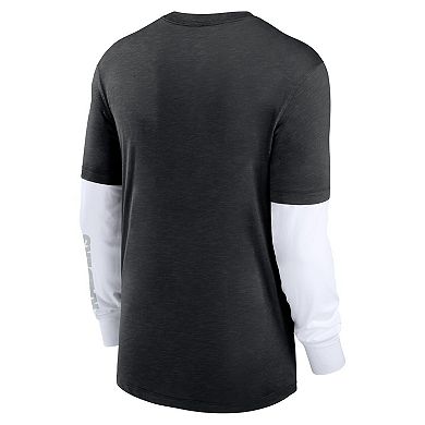 Men's Nike Heather Black Las Vegas Raiders Slub Fashion Long Sleeve T-Shirt