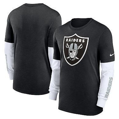 Men's Nike Heather Black Las Vegas Raiders Slub Fashion Long Sleeve T-Shirt