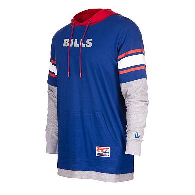 Men's New Era  Royal Buffalo Bills  Throwback Long Sleeve Hoodie T-Shirt