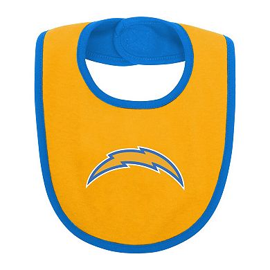 Newborn & Infant Powder Blue/Gold Los Angeles Chargers Home Field Advantage Three-Piece Bodysuit, Bib & Booties Set
