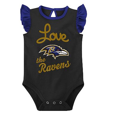 Girls Newborn & Infant  Purple/Black Baltimore Ravens Spread the Love 2-Pack Bodysuit Set