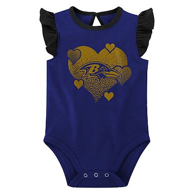 Girls Newborn & Infant  Purple/Black Baltimore Ravens Spread the Love 2-Pack Bodysuit Set