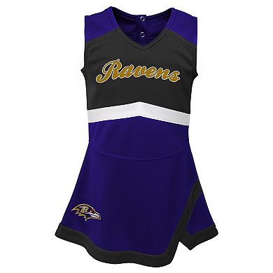 Girls Toddler Purple Baltimore Ravens Two-Piece Cheer Captain Jumper Dress & Bloomers Set