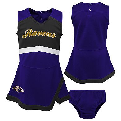 Girls Toddler Purple Baltimore Ravens Two-Piece Cheer Captain Jumper Dress & Bloomers Set