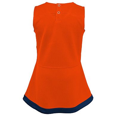 Girls Toddler Orange Denver Broncos Two-Piece Cheer Captain Jumper Dress & Bloomers Set