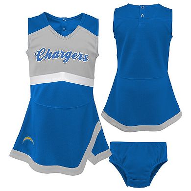 Girls Toddler Powder Blue Los Angeles Chargers Two-Piece Cheer Captain Jumper Dress & Bloomers Set
