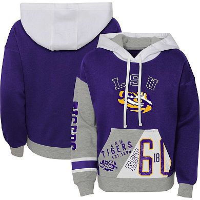 Girls Youth Purple LSU Tigers True Fan Soft Fleece Pullover Hoodie