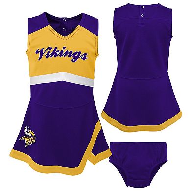 Girls Preschool Purple Minnesota Vikings Two-Piece Cheer Captain Jumper Dress with Bloomers Set