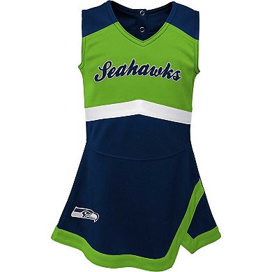 Girls Infant Navy Seattle Seahawks Cheer Captain Jumper Dress