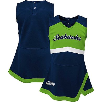 Girls Infant Navy Seattle Seahawks Cheer Captain Jumper Dress