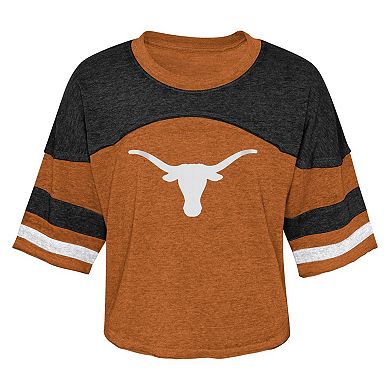 Girls Youth Texas Orange Texas Longhorns Sunday Friday Sleeve Stripe Jersey T-Shirt