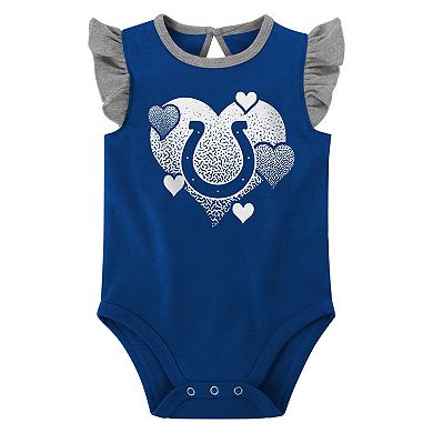 Girls Newborn & Infant  Royal/Gray Indianapolis Colts Spread the Love 2-Pack Bodysuit Set