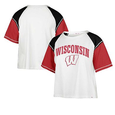 Women's '47 White Wisconsin Badgers Serenity Gia Cropped T-Shirt