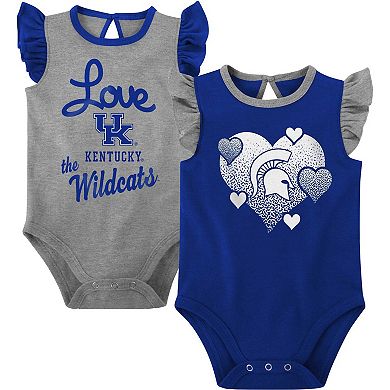 Girls Newborn & Infant Royal/Gray Kentucky Wildcats Spread the Love 2-Pack Bodysuit Set